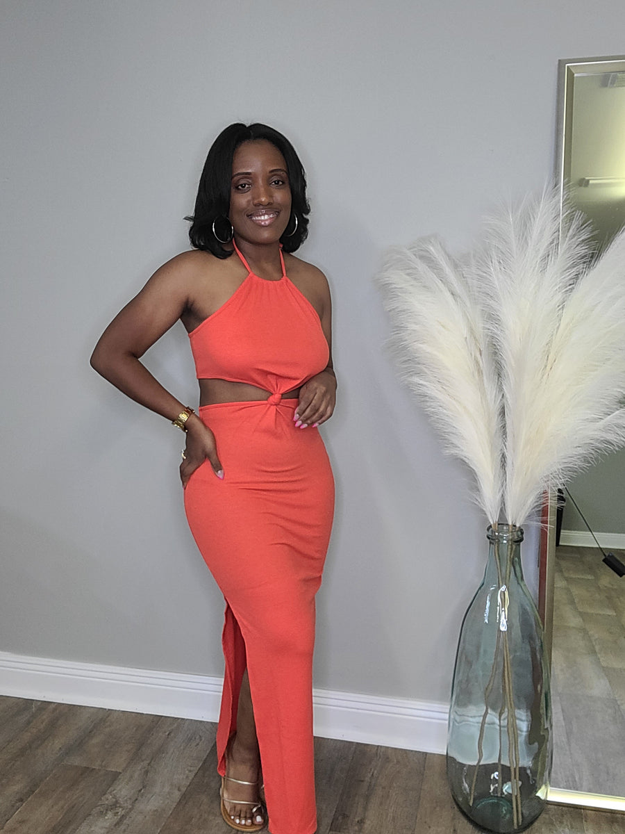 Cut It Out Maxi Dress (ORANGE) Retail Room LA Cut It Out Maxi Dress (ORANGE) Retail Room LA