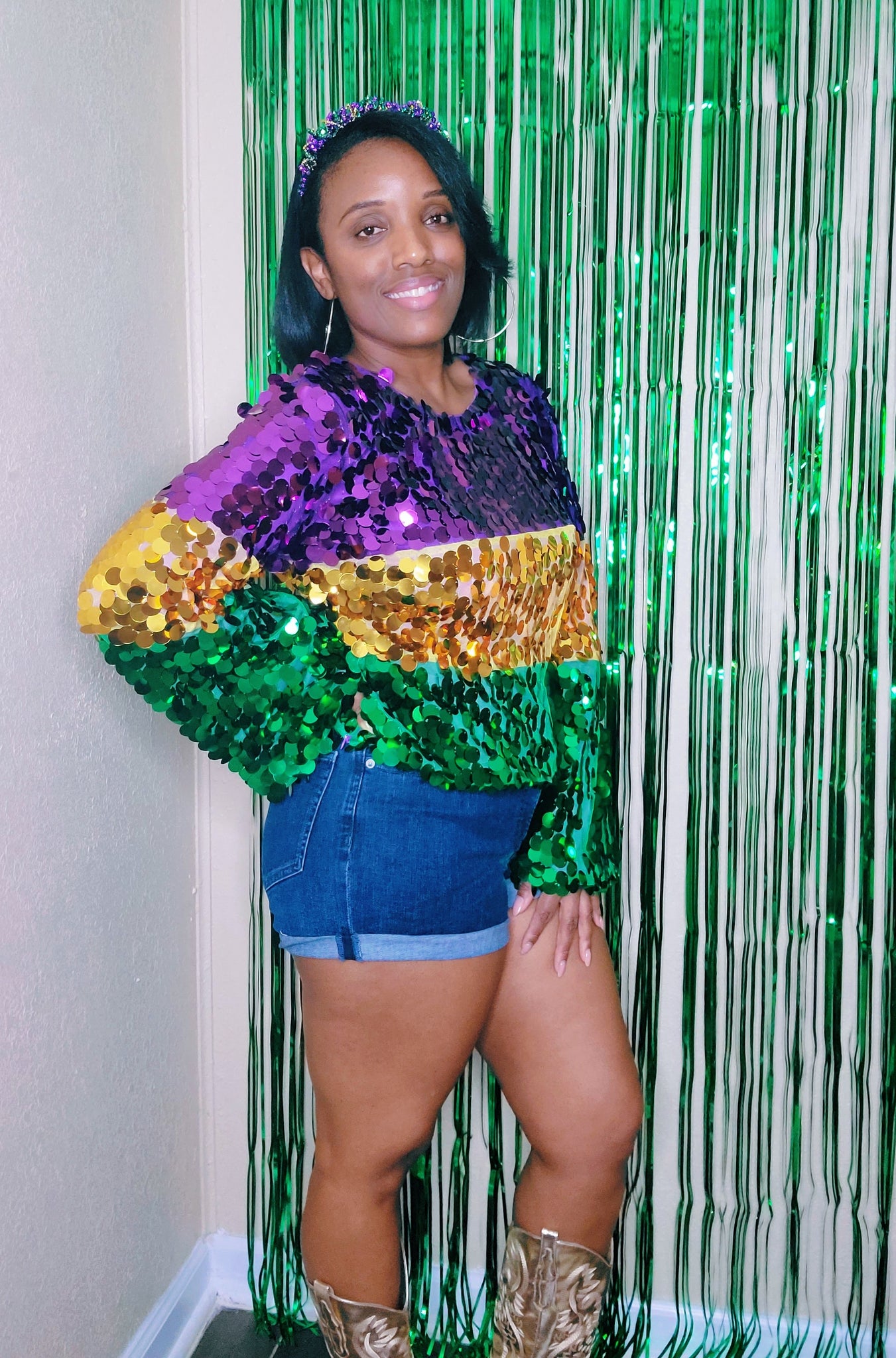 Mardi Gras Color Block Top