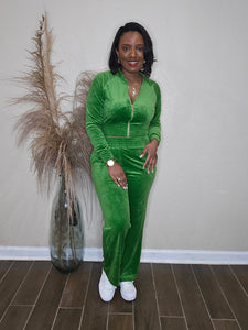 It Girl Velour Set (GREEN)