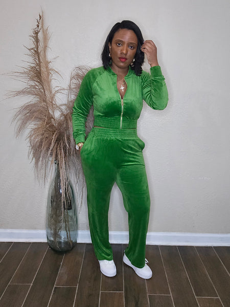 It Girl Velour Set (GREEN)