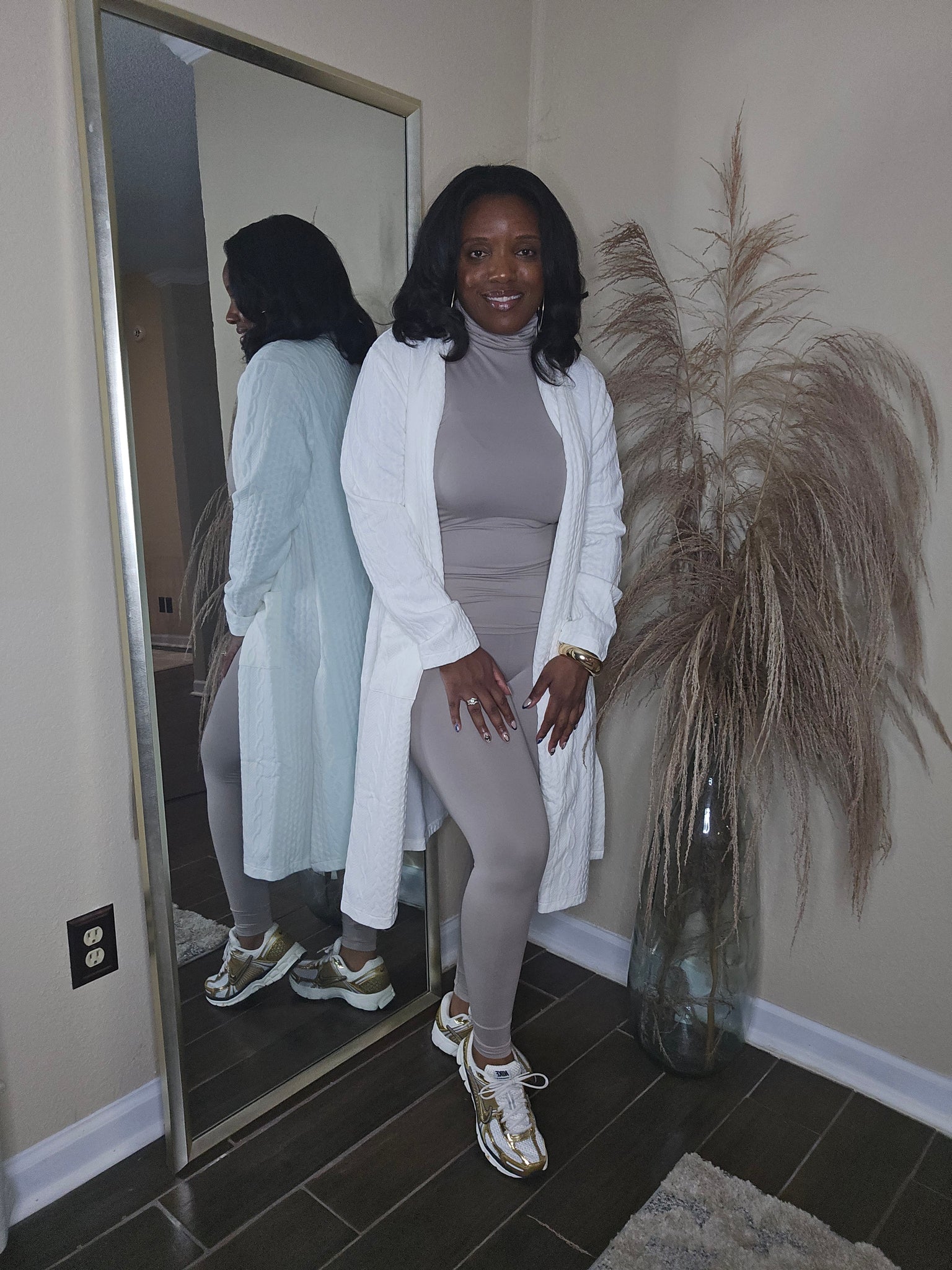 Open front long cardigan (IVORY)