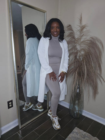 Open front long cardigan (IVORY)