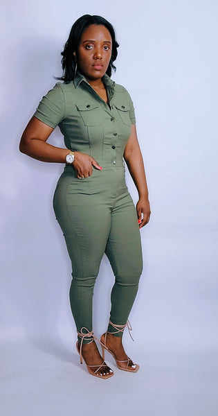 Own It All Olive Jumpsuit