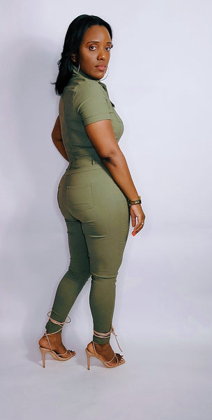 Own It All Olive Jumpsuit