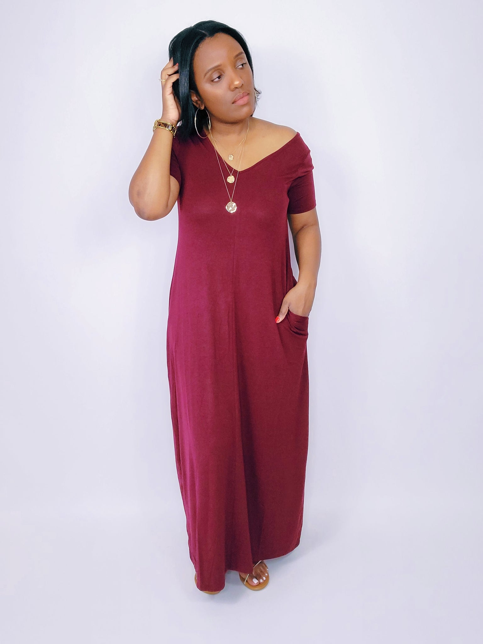 Just Chill Maxi Dress (BURGUNDY)