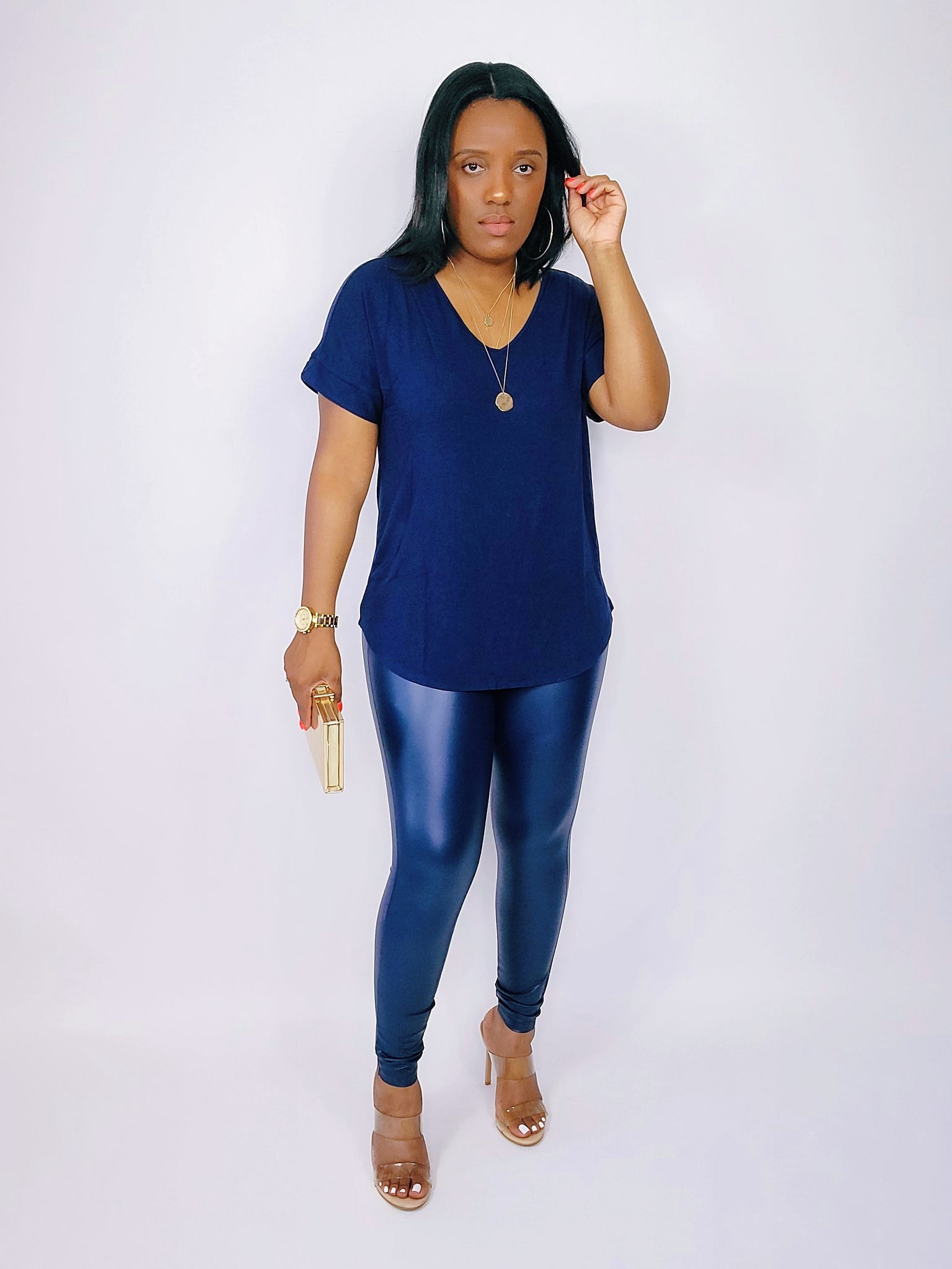 Leather Weather Legging Set (NAVY)