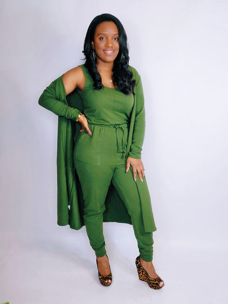 All In One Jumpsuit Set(ARMY GREEN)