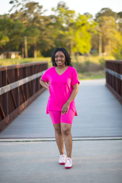 Essential Biker Short Set (HOT PINK)
